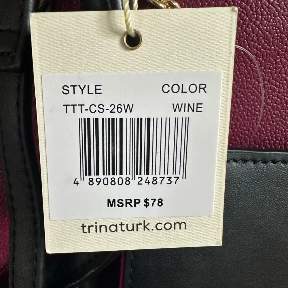 NWT Trina Turk - Wine/Tan; Double Handle/Cross Body Purse with Card Holder - Picture 3 of 10